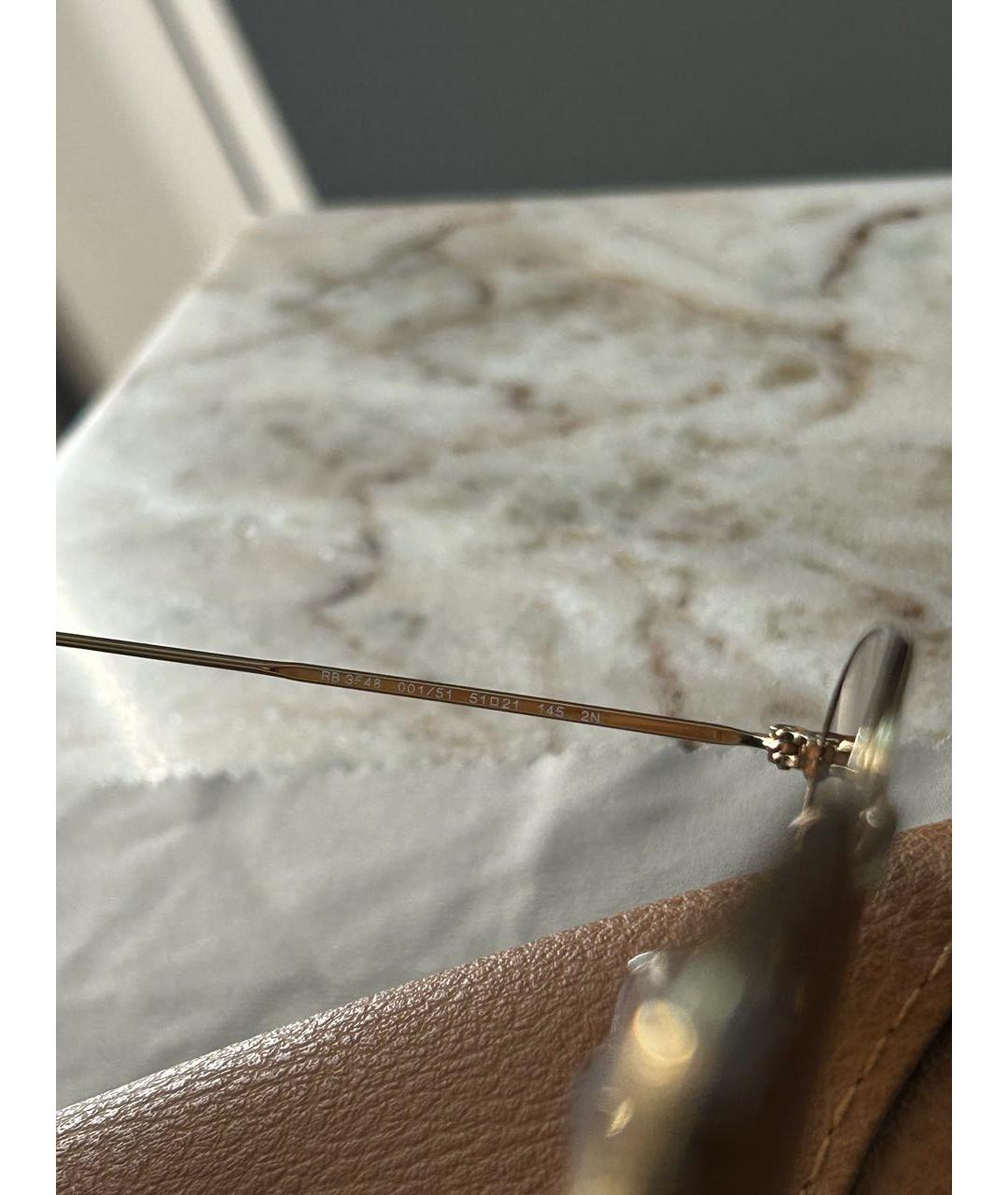 RAY BAN Золотые металлические солнцезащитные очки, фото 6