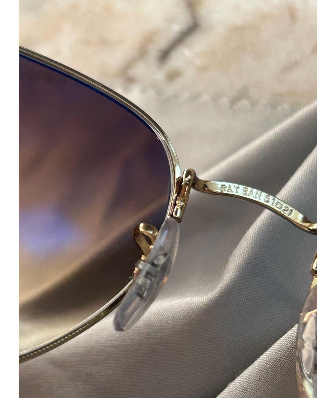 RAY BAN Золотые металлические солнцезащитные очки, фото 5