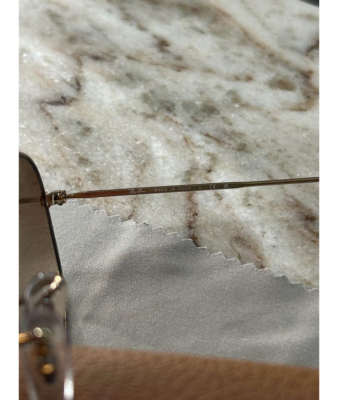 RAY BAN Золотые металлические солнцезащитные очки, фото 7