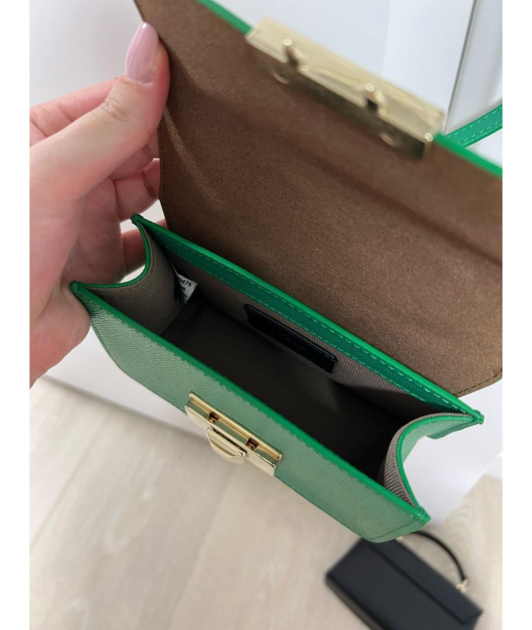 FURLA Зеленая кожаная сумка с короткими ручками, фото 4