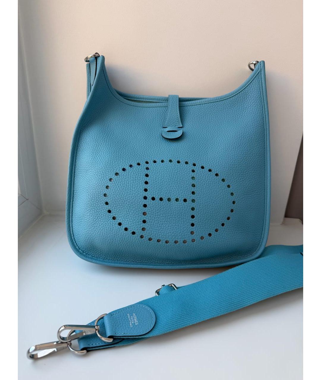 HERMES Голубая кожаная сумка через плечо, фото 5