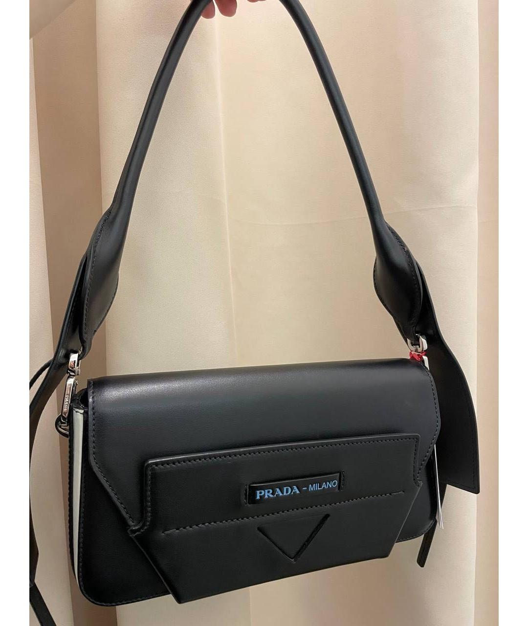 PRADA Черная кожаная сумка с короткими ручками, фото 5