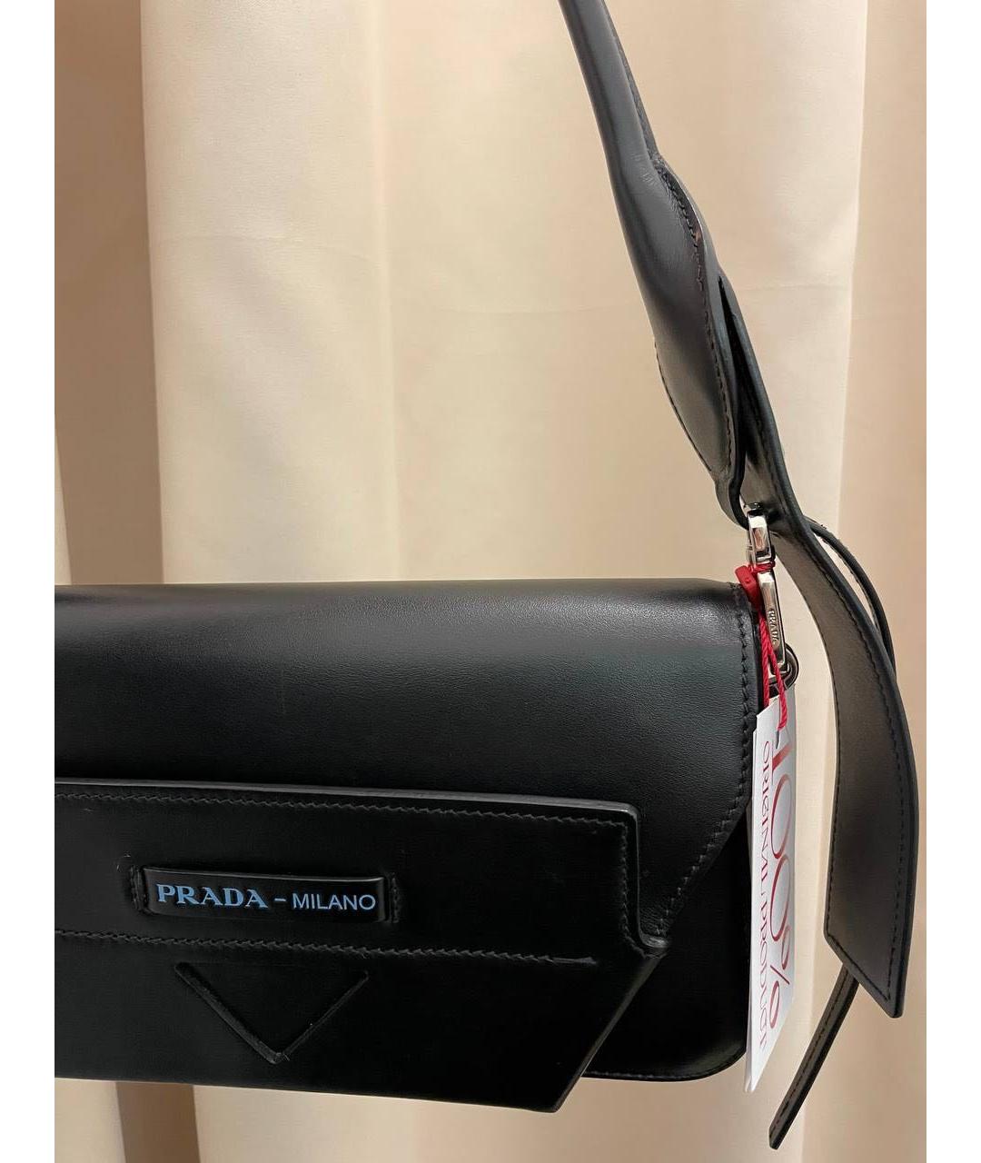 PRADA Черная кожаная сумка с короткими ручками, фото 2