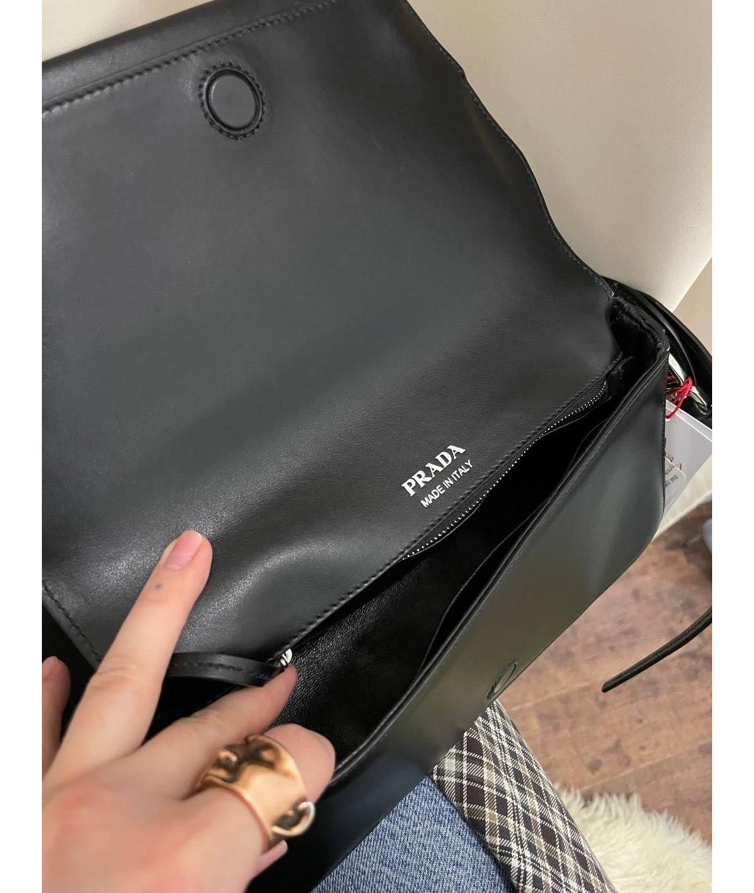 PRADA Черная кожаная сумка с короткими ручками, фото 4