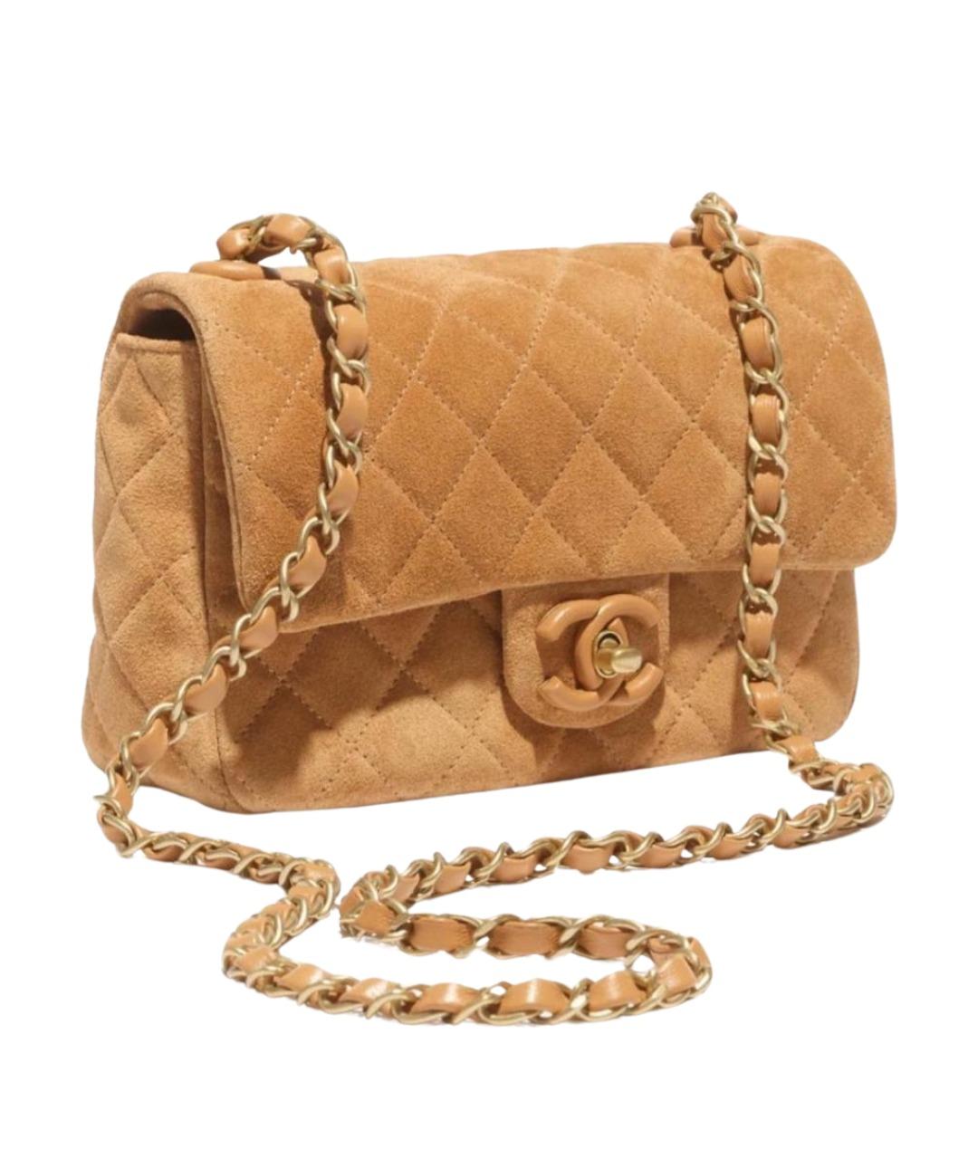 CHANEL Горчичная замшевая сумка с короткими ручками, фото 1