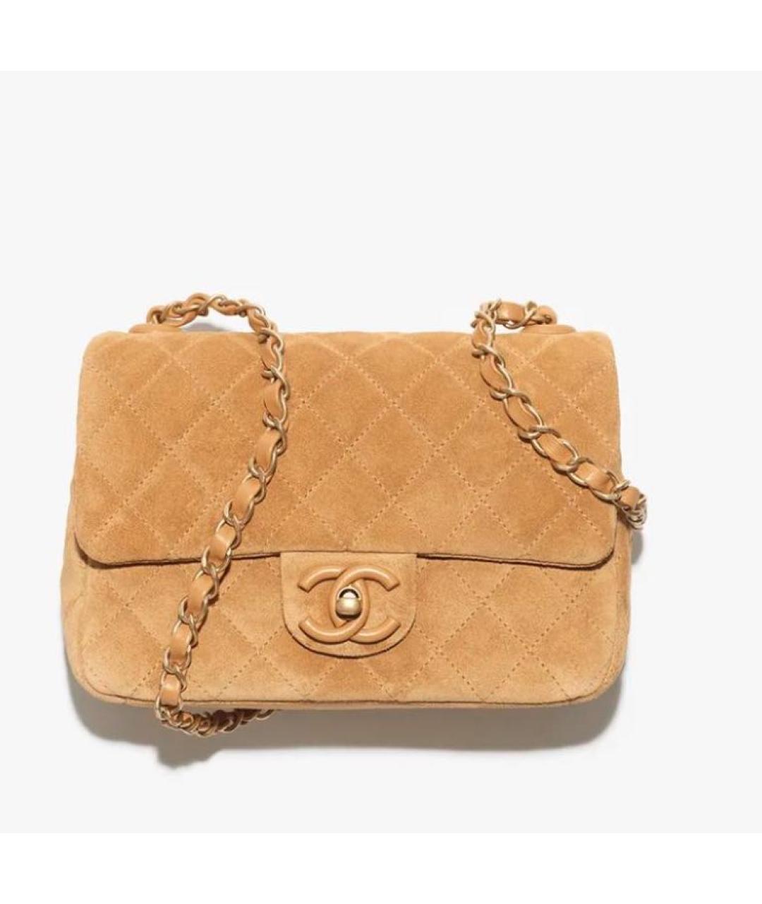 CHANEL Горчичная замшевая сумка с короткими ручками, фото 2