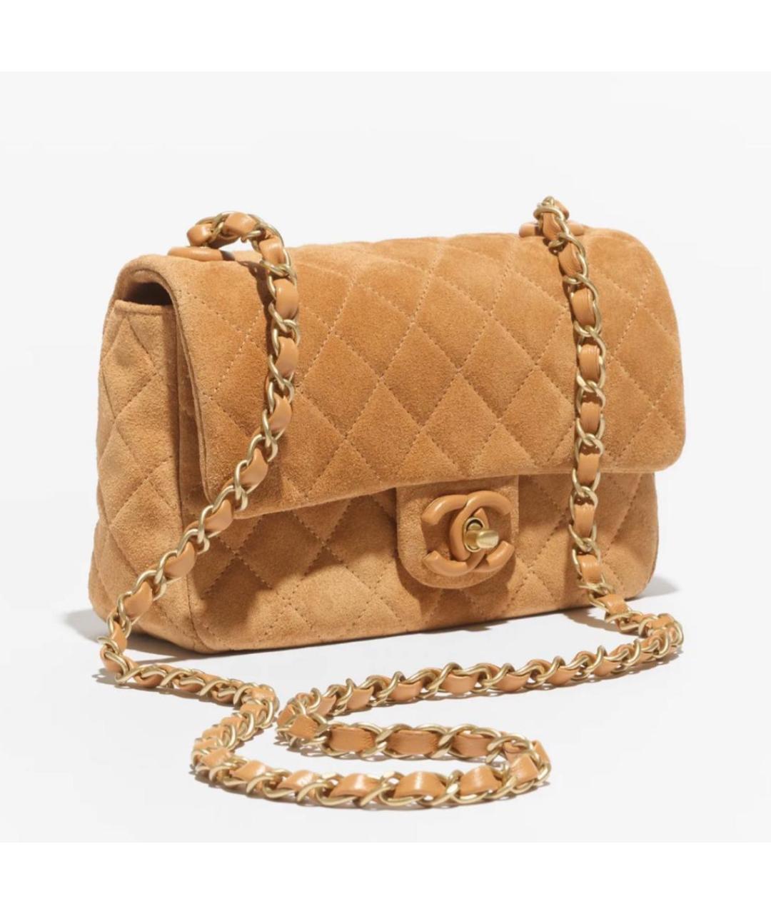 CHANEL Горчичная замшевая сумка с короткими ручками, фото 6