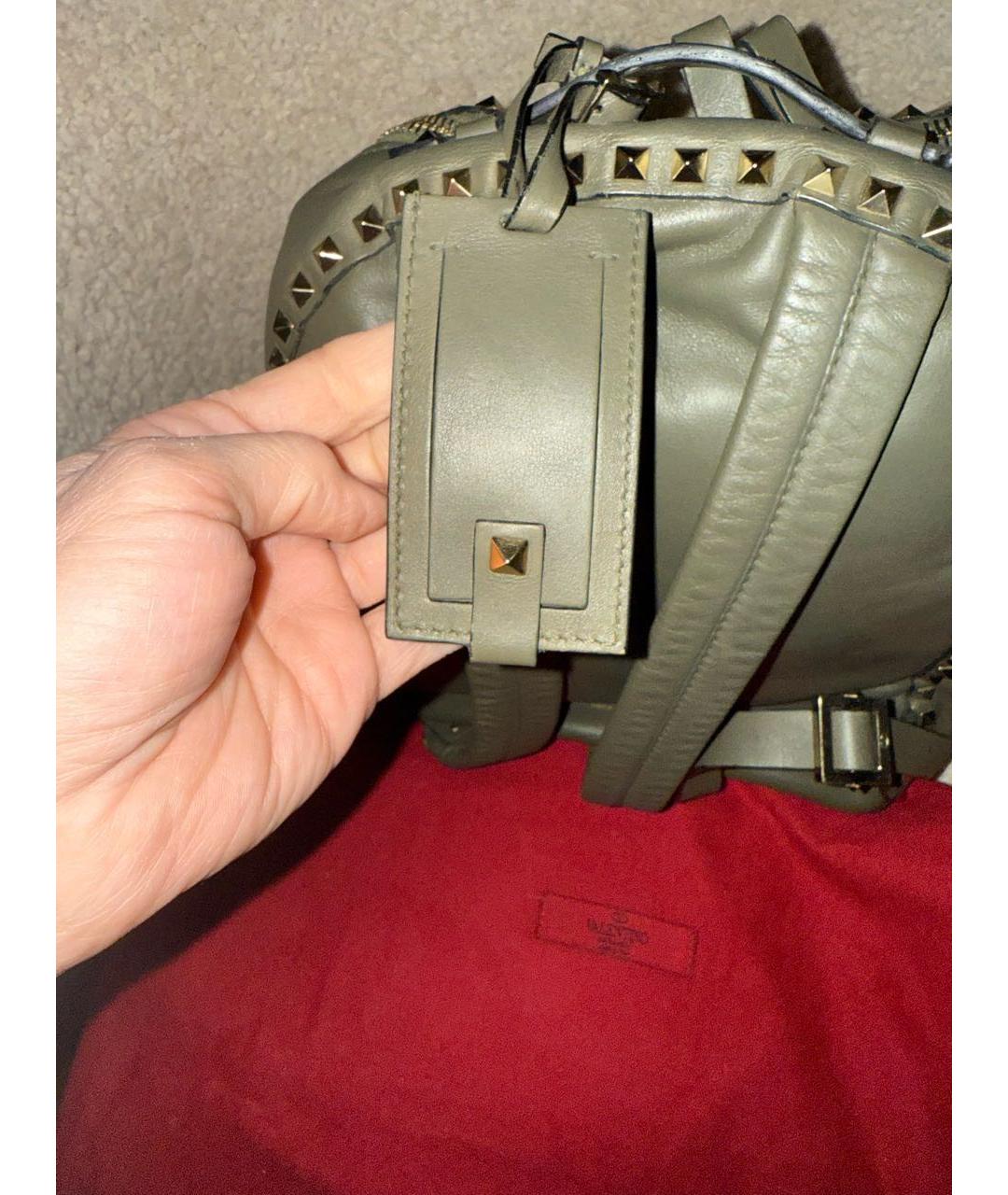VALENTINO Хаки кожаный рюкзак, фото 6