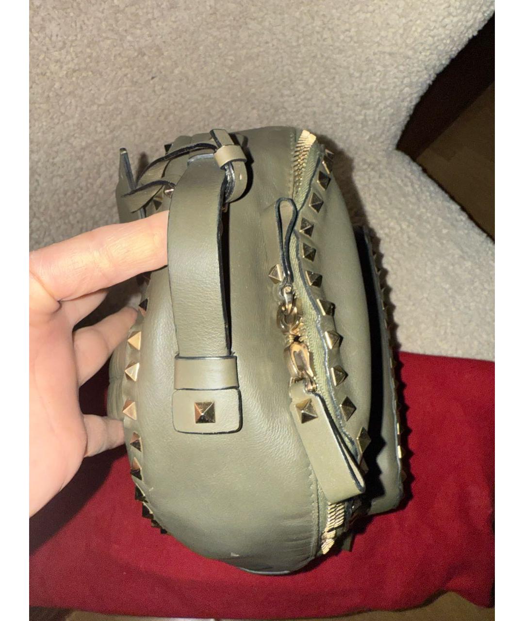 VALENTINO Хаки кожаный рюкзак, фото 2