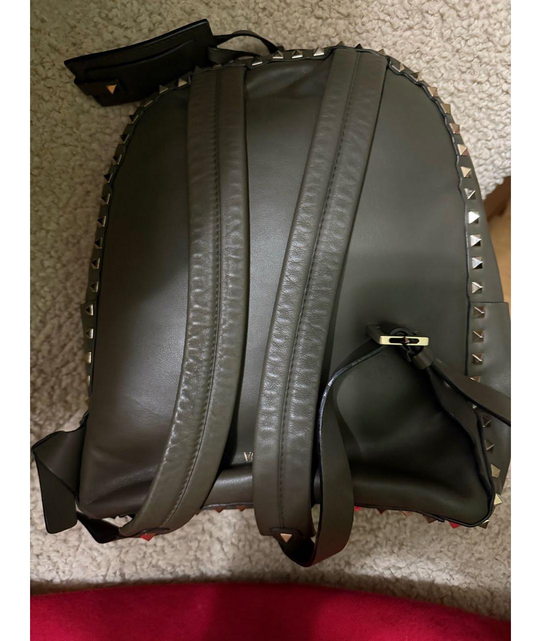 VALENTINO Хаки кожаный рюкзак, фото 3