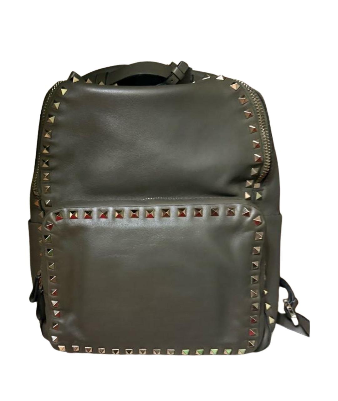 VALENTINO Хаки кожаный рюкзак, фото 1