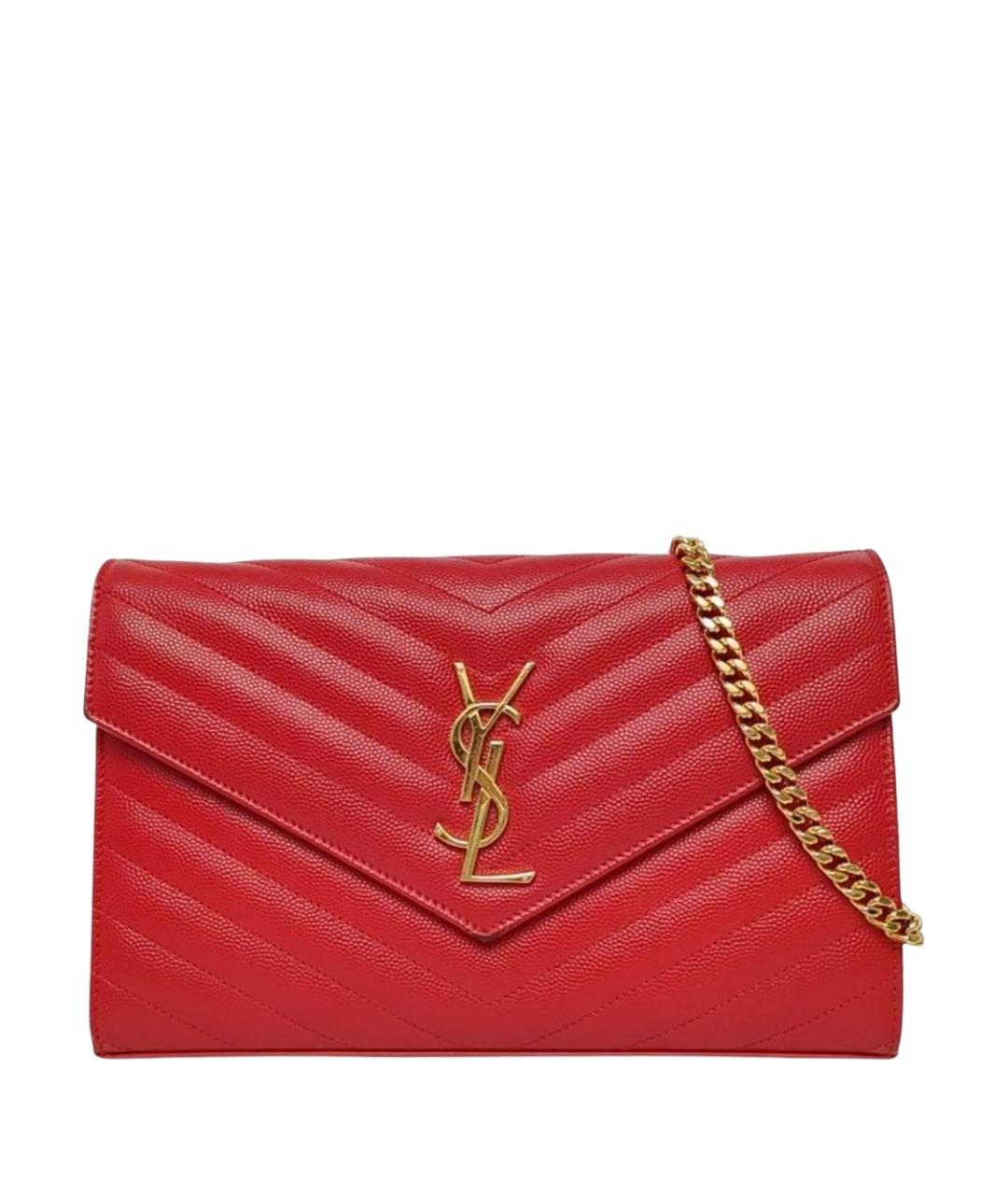 SAINT LAURENT Красная кожаная сумка через плечо, фото 1