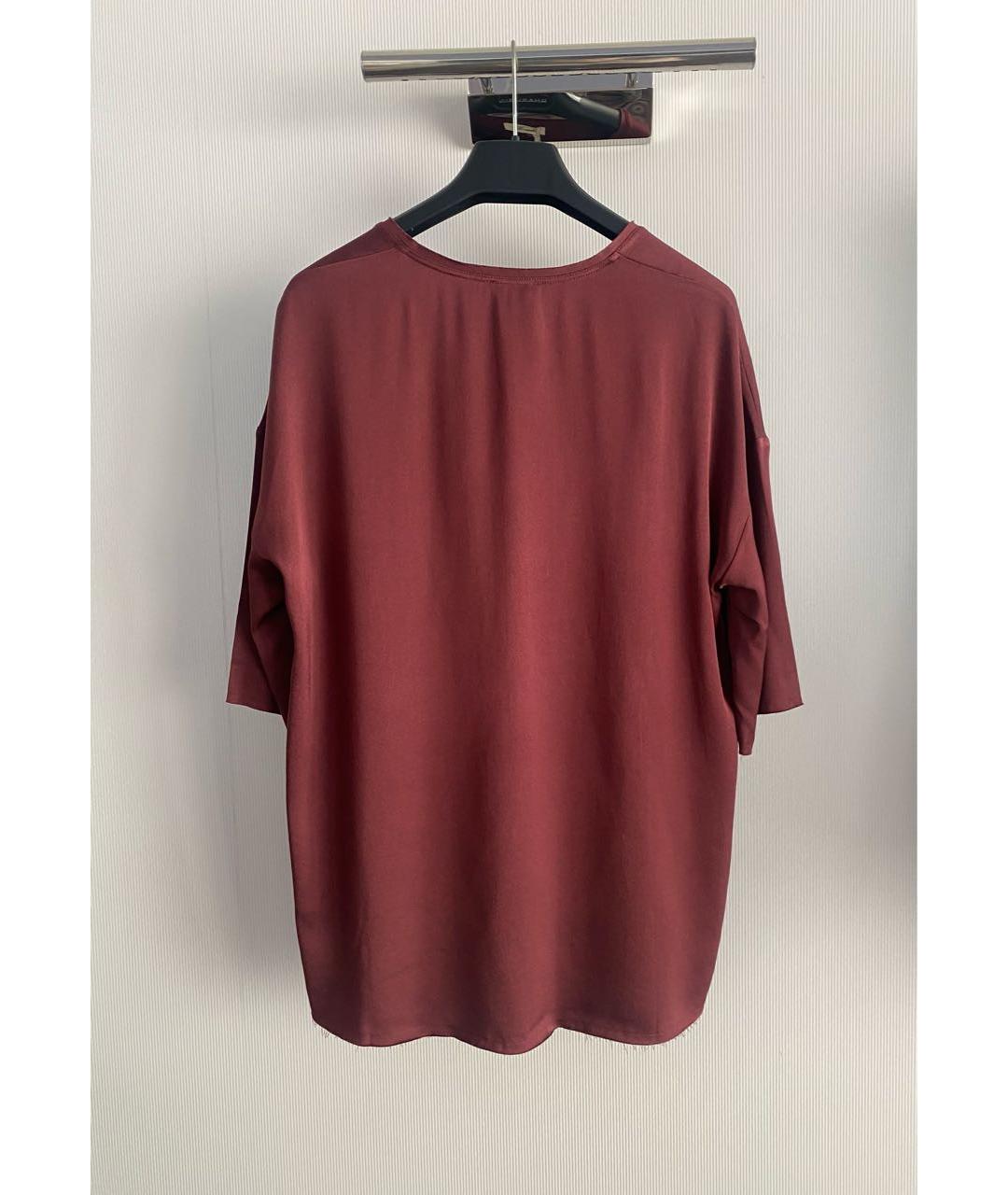 American vintage Бордовая вискозная блузы, фото 6