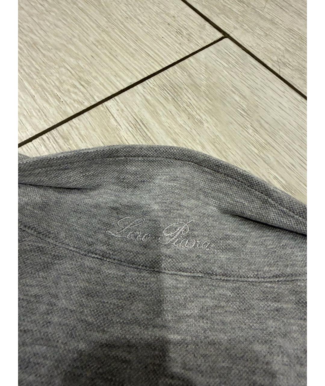 LORO PIANA Серое хлопковое поло с коротким рукавом, фото 6