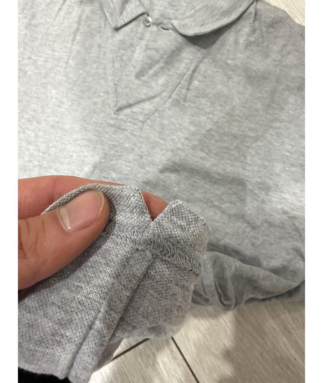 LORO PIANA Серое хлопковое поло с коротким рукавом, фото 4