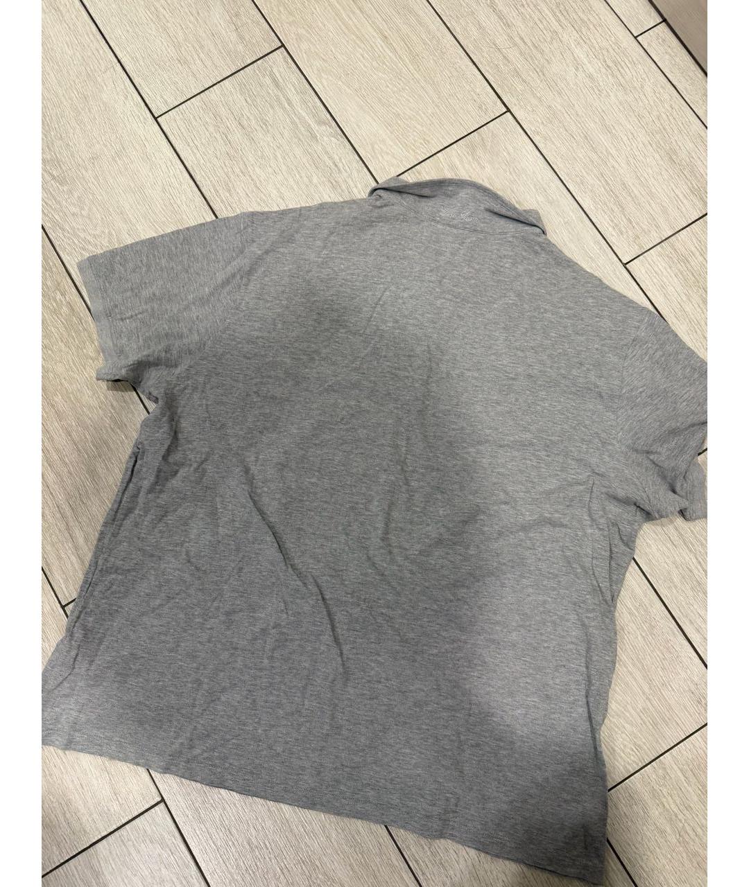 LORO PIANA Серое хлопковое поло с коротким рукавом, фото 2