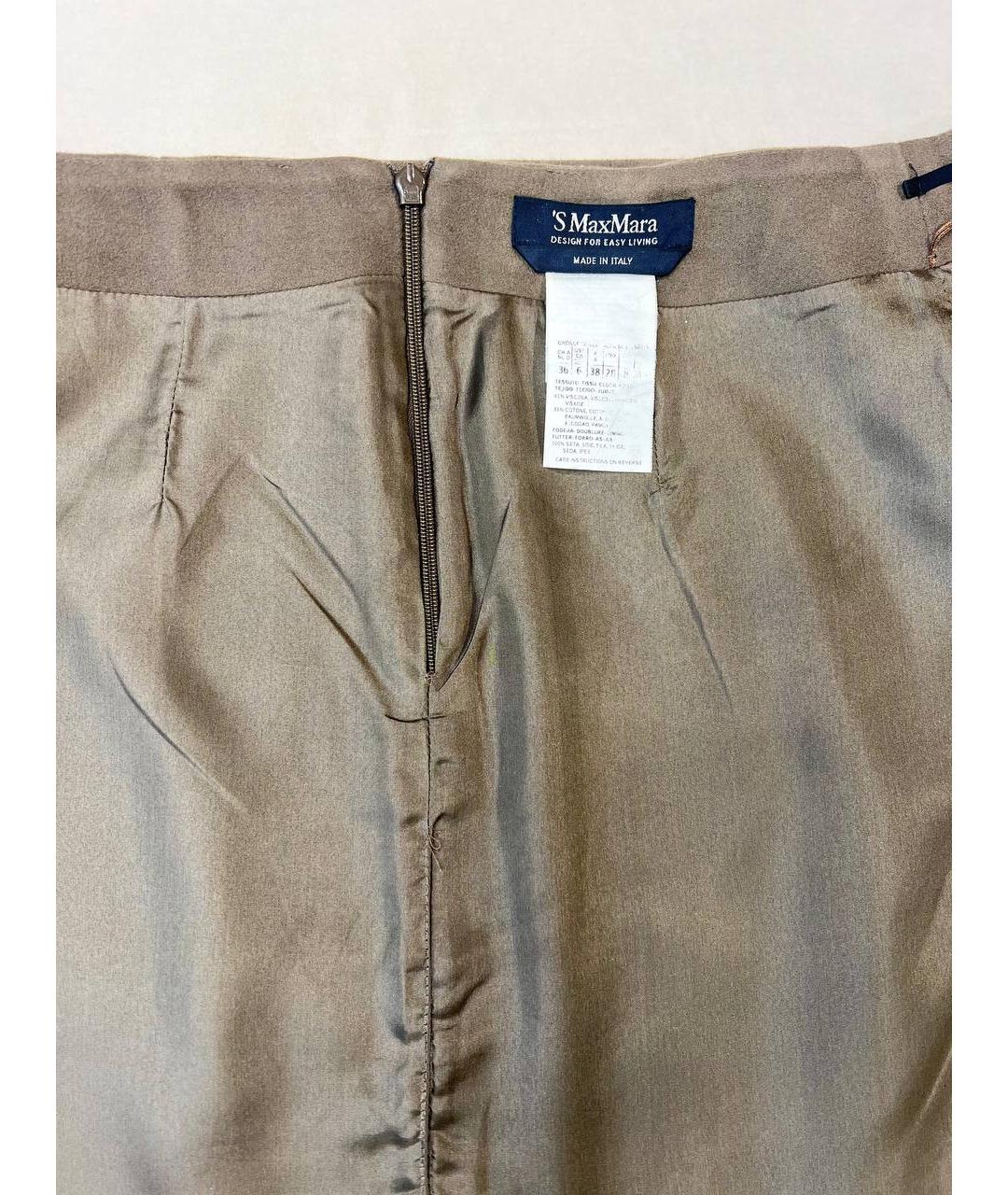 MAX MARA STUDIO Бежевая вискозная юбка миди, фото 3