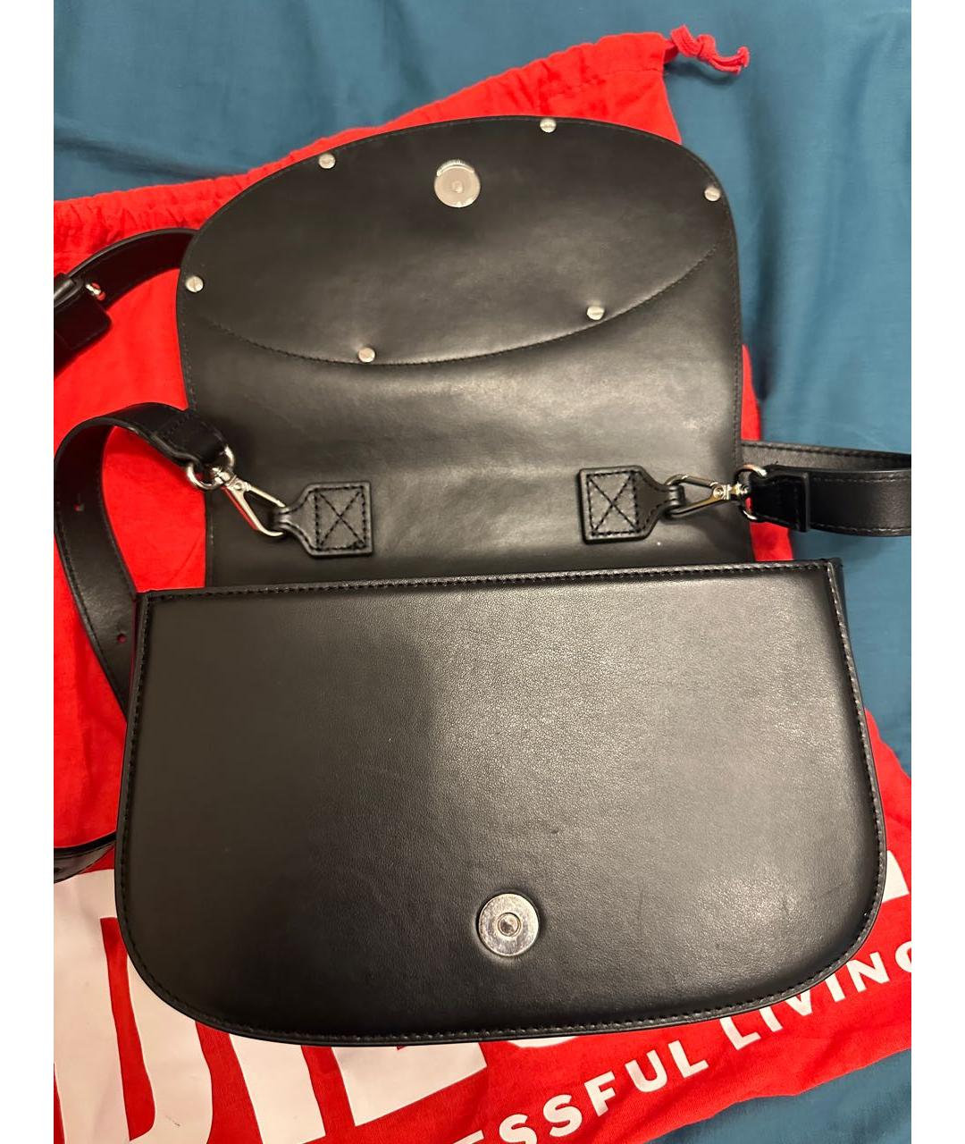 DIESEL Черная кожаная сумка через плечо, фото 7