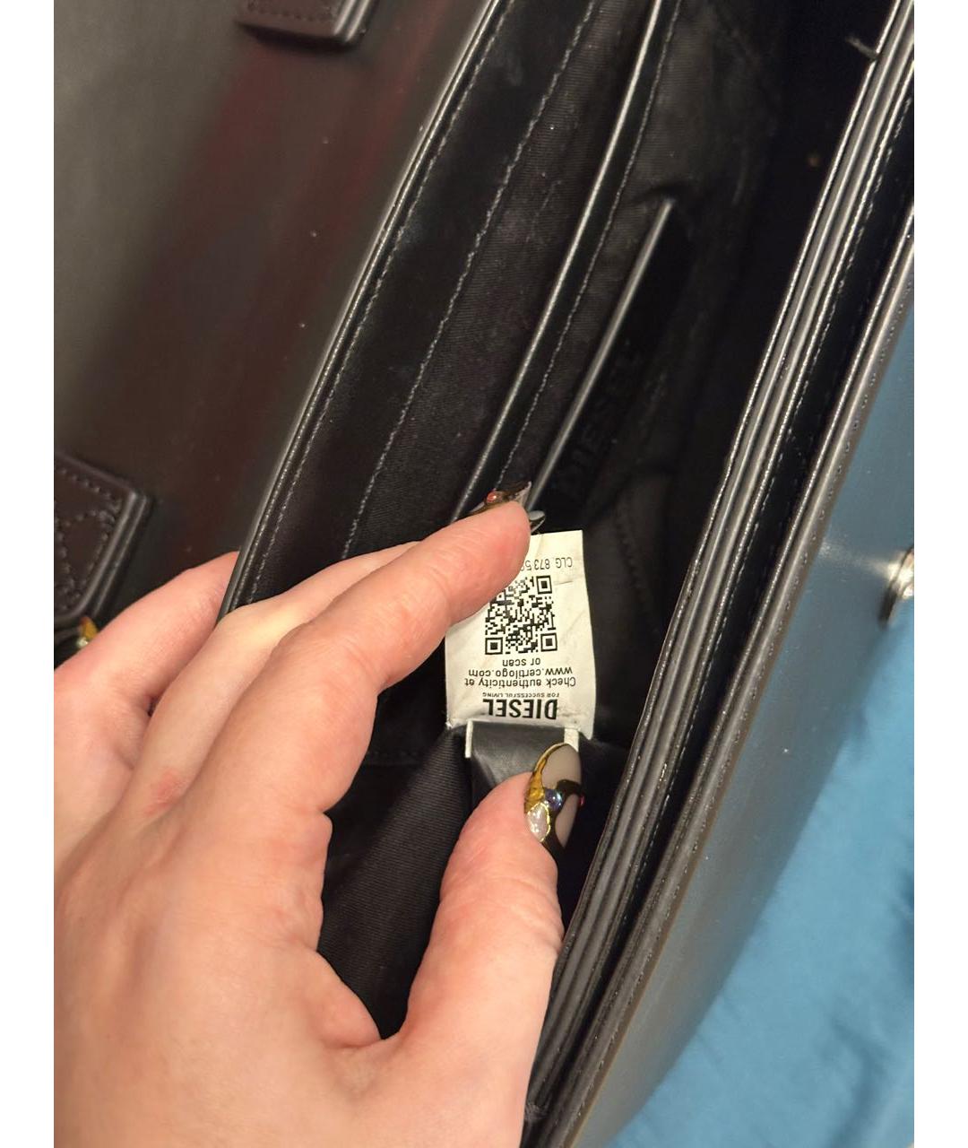 DIESEL Черная кожаная сумка через плечо, фото 5