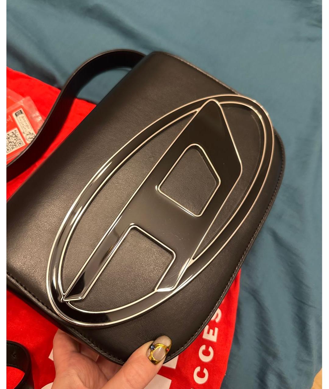 DIESEL Черная кожаная сумка через плечо, фото 3