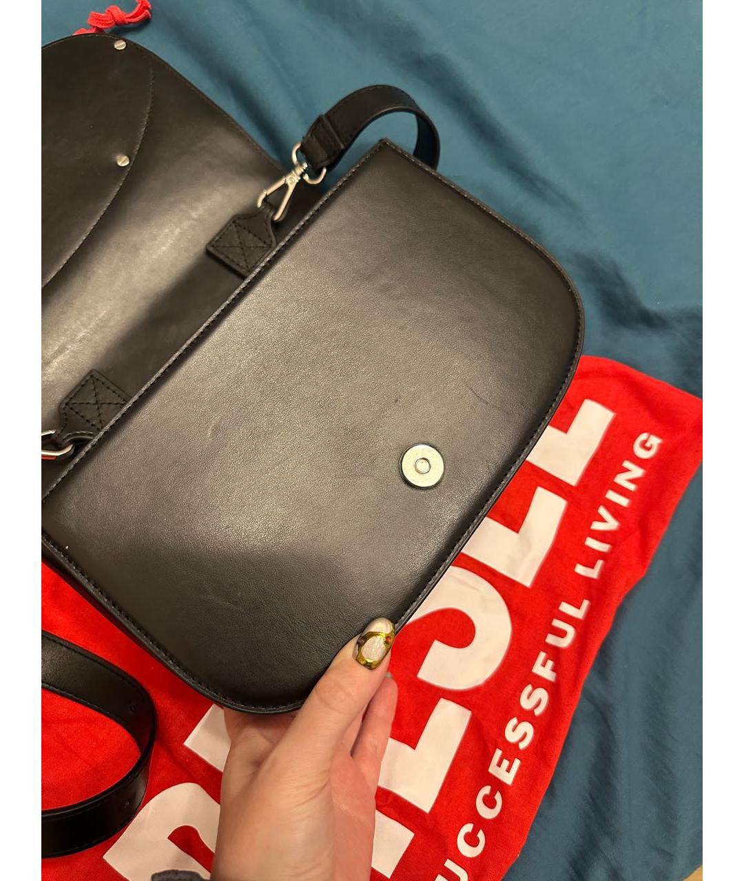 DIESEL Черная кожаная сумка через плечо, фото 6