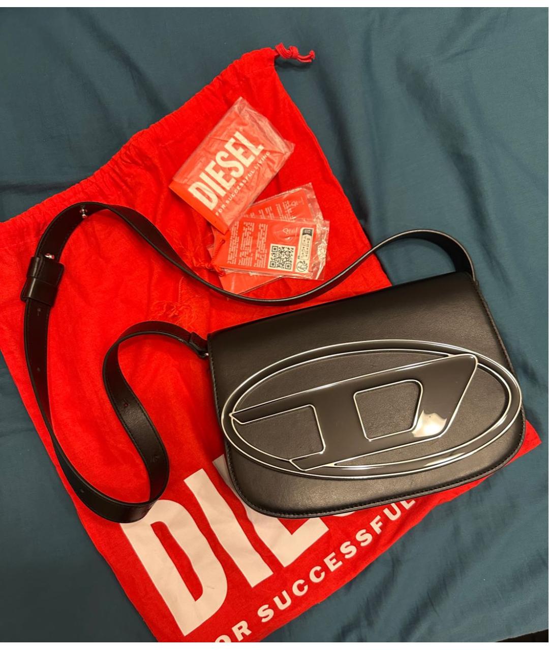 DIESEL Черная кожаная сумка через плечо, фото 2