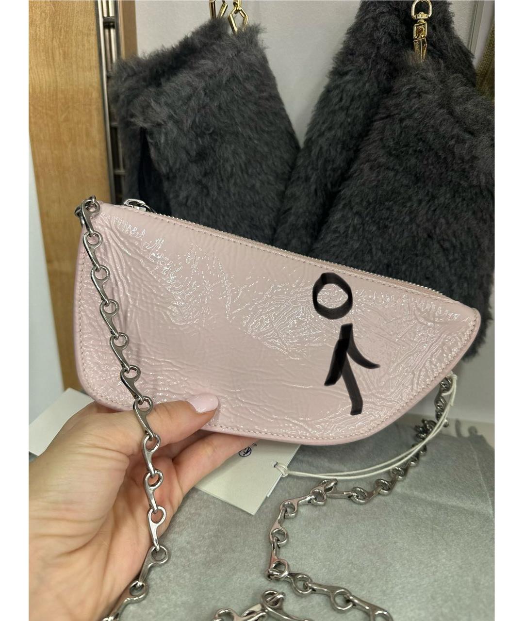 BURBERRY Розовая сумка через плечо из лакированной кожи, фото 4