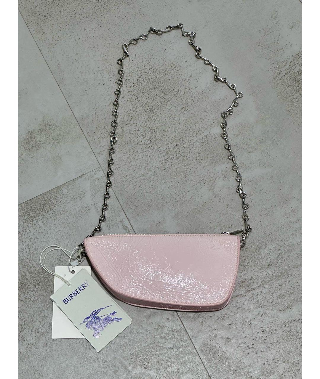 BURBERRY Розовая сумка через плечо из лакированной кожи, фото 3