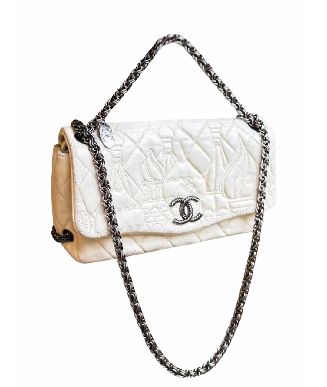 CHANEL Белая кожаная сумка через плечо, фото 1