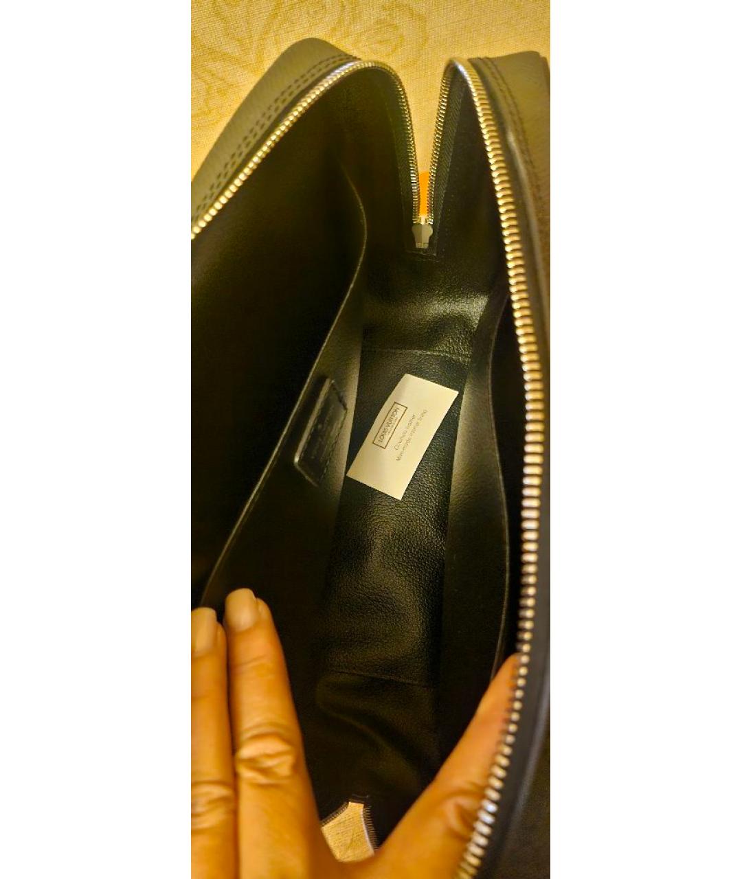 LOUIS VUITTON Черная кожаная косметичка, фото 5