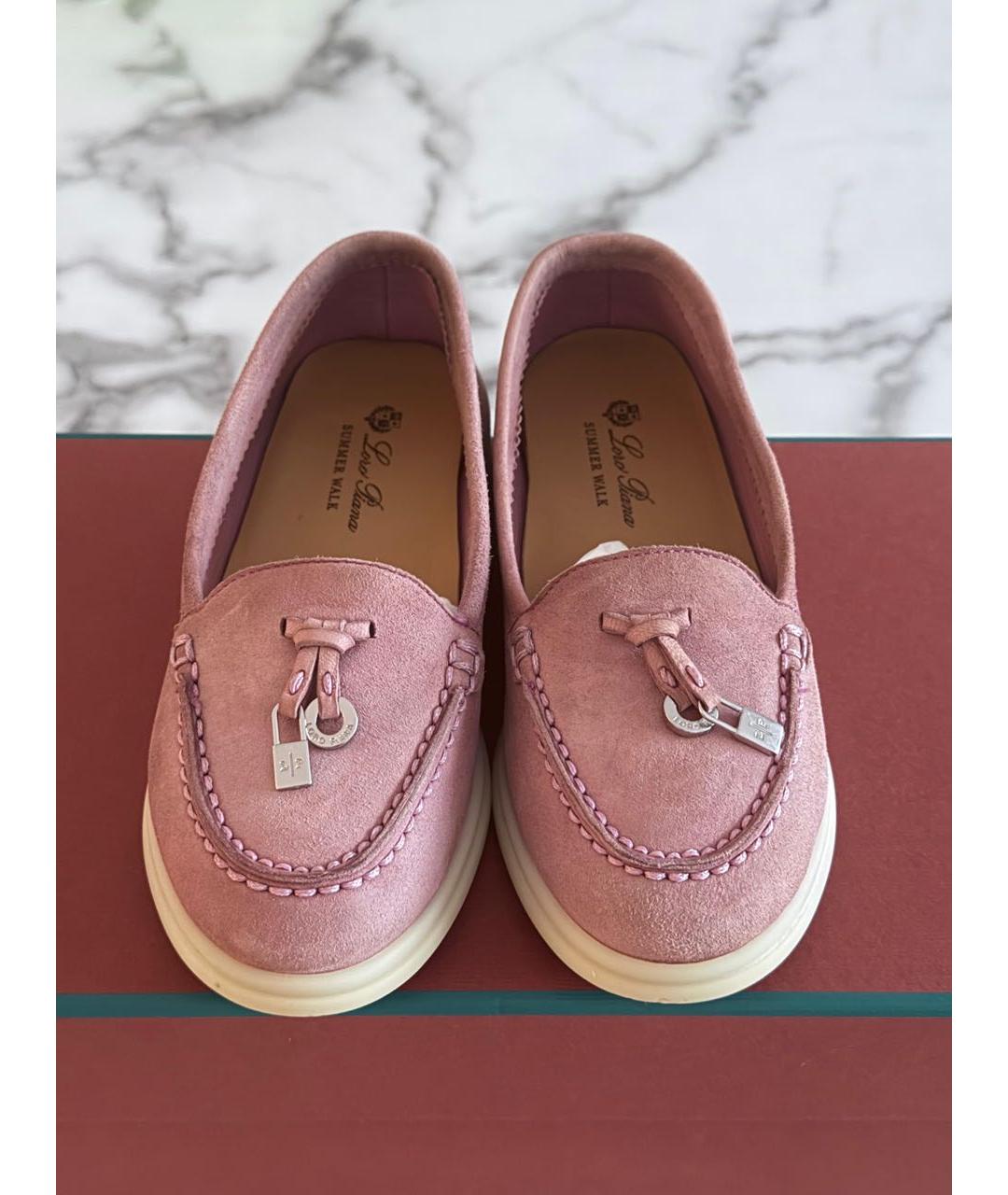 LORO PIANA Розовые замшевые лоферы и мокасины, фото 2
