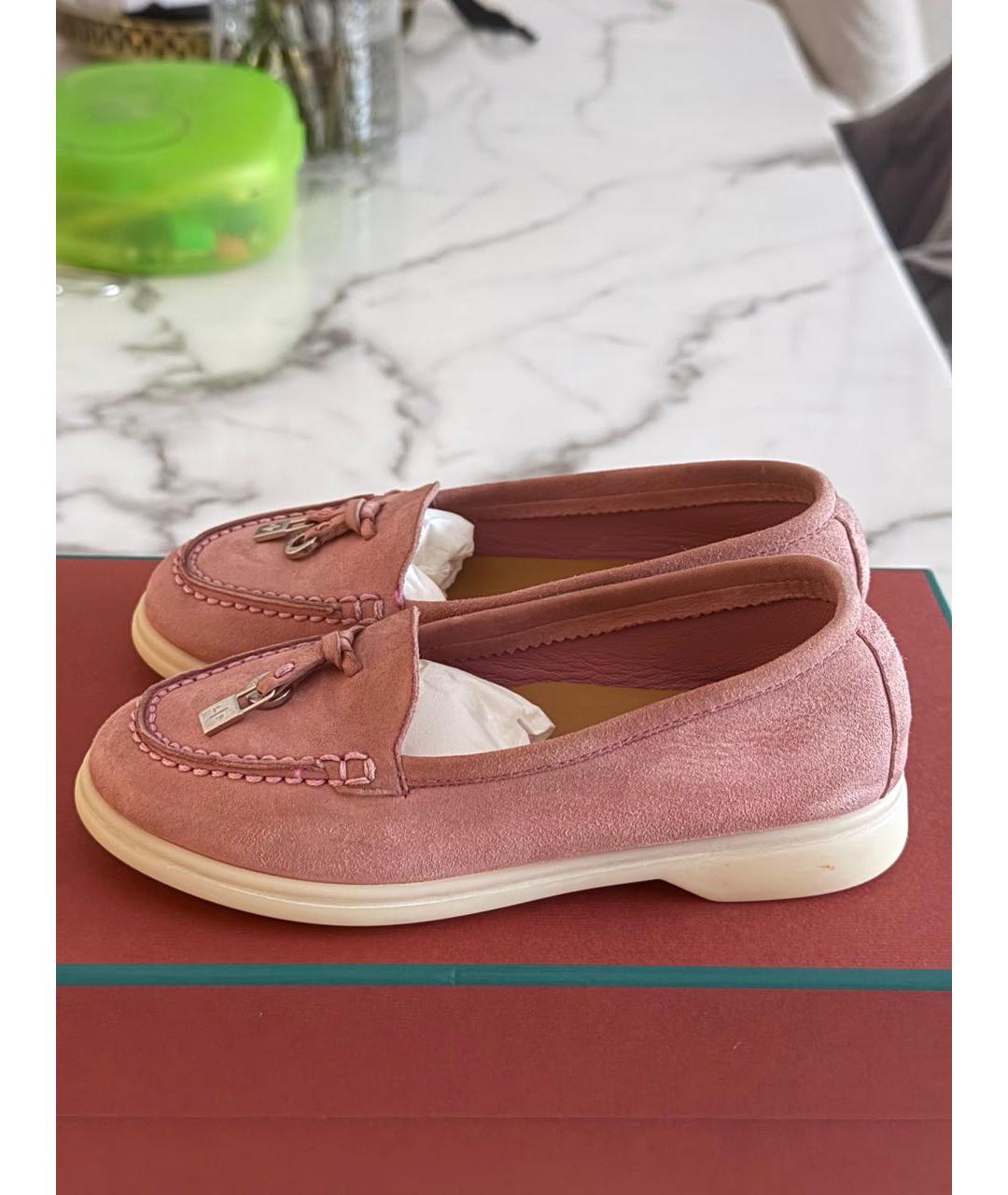 LORO PIANA Розовые замшевые лоферы и мокасины, фото 7