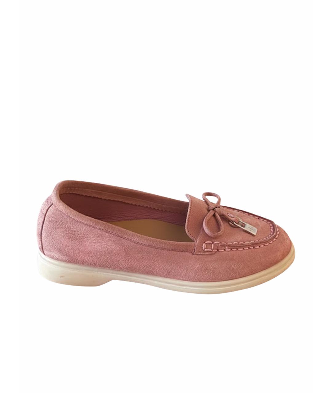 LORO PIANA Розовые замшевые лоферы и мокасины, фото 1