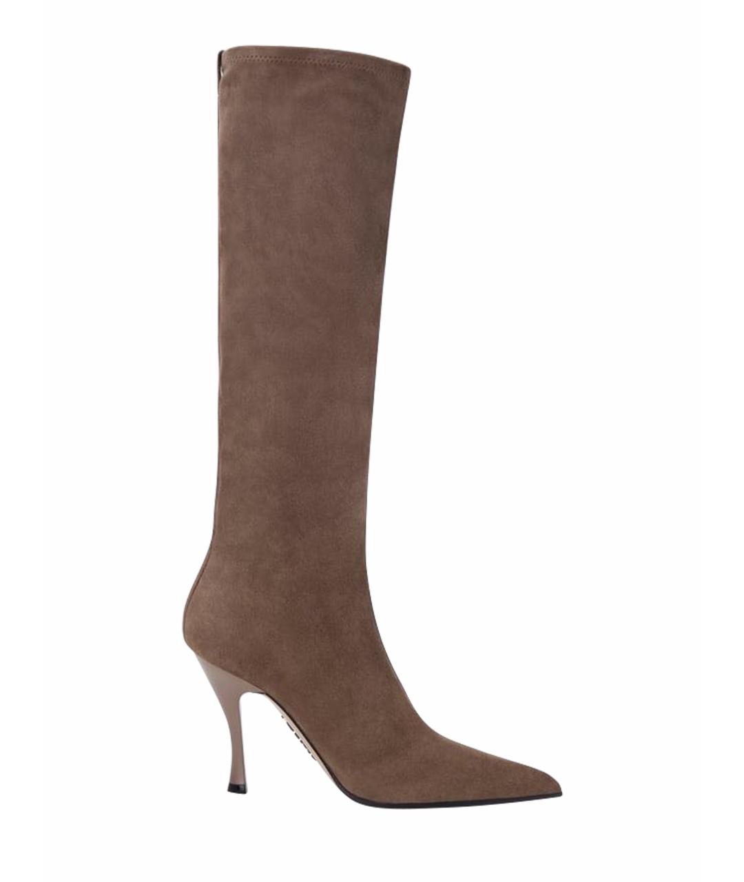 LOEWE Коричневые кожаные сапоги, фото 6