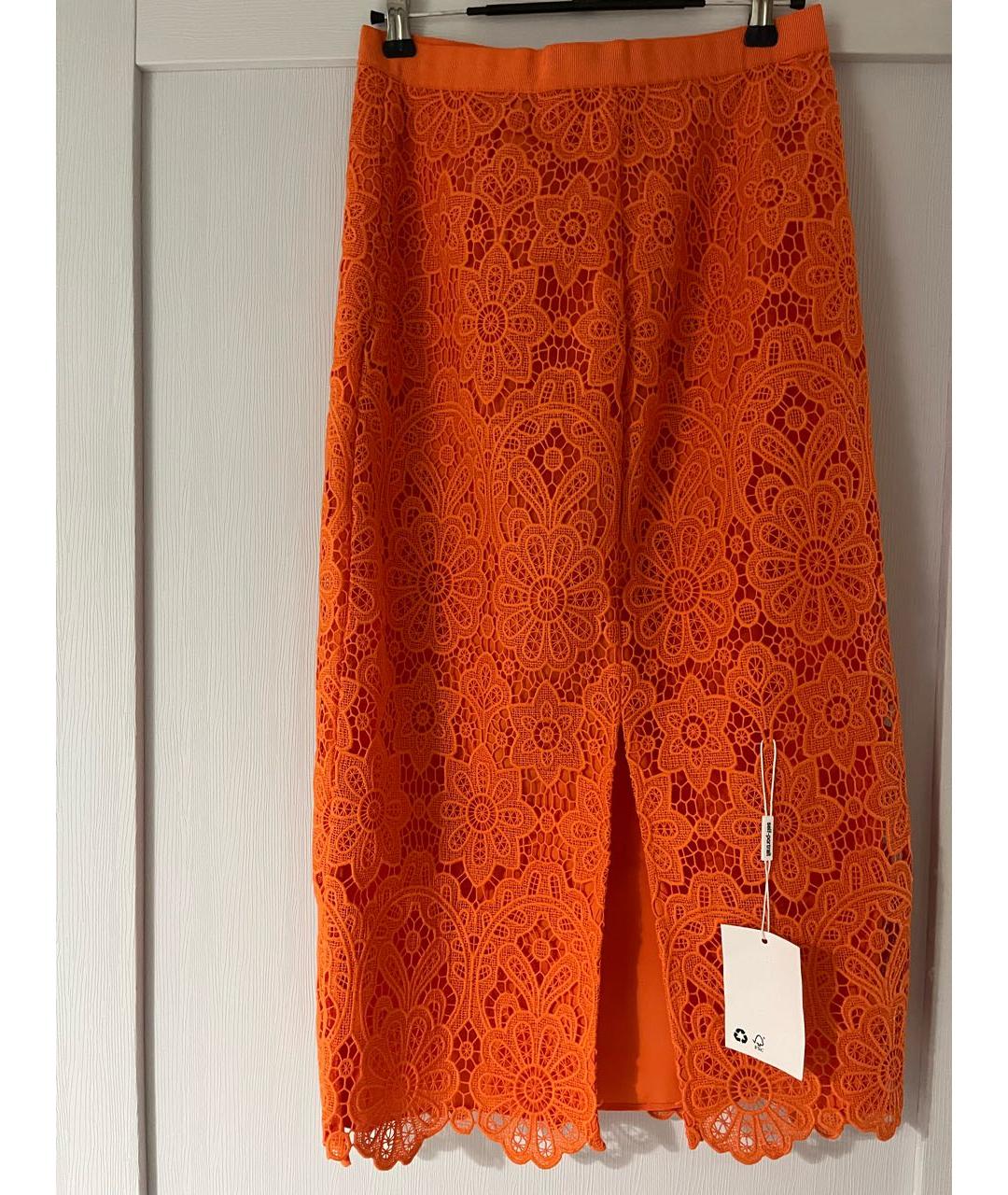 SELF-PORTRAIT Оранжевый кружевной костюм с юбками, фото 4