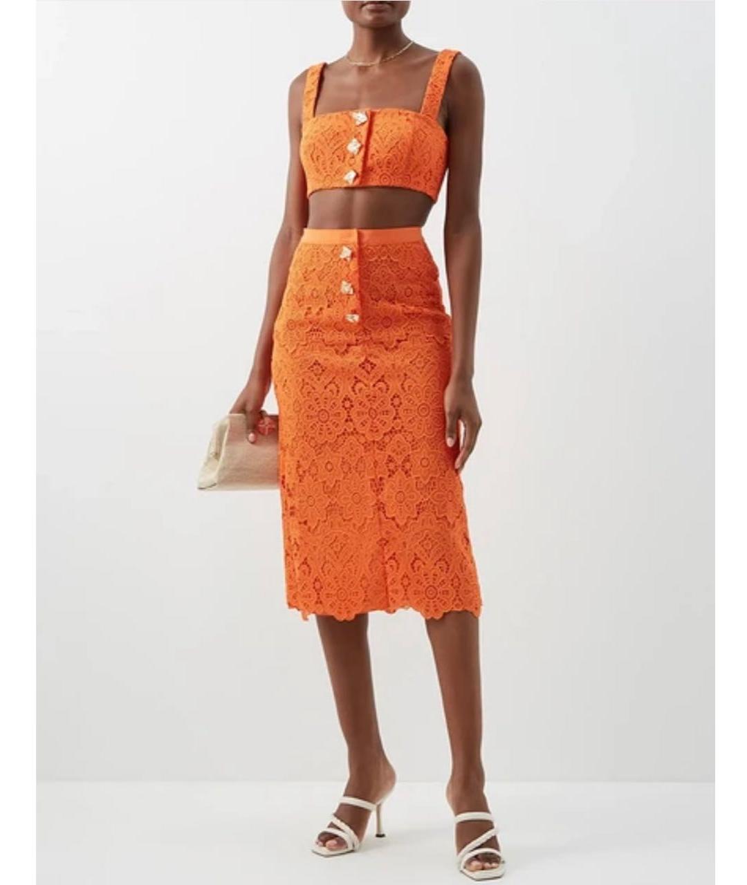 SELF-PORTRAIT Оранжевый кружевной костюм с юбками, фото 3