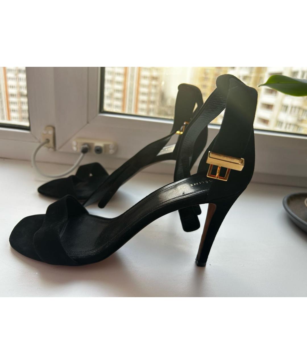 CELINE Черные замшевые босоножки, фото 9