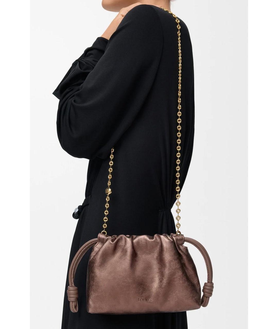 LOEWE Коричневая кожаная сумка через плечо, фото 3