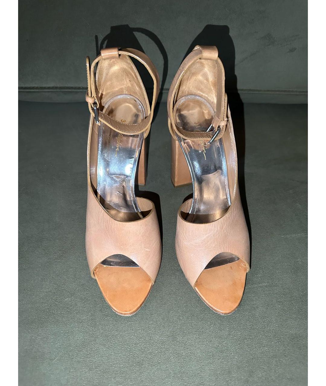 3.1 PHILLIP LIM Бежевые кожаные босоножки, фото 3