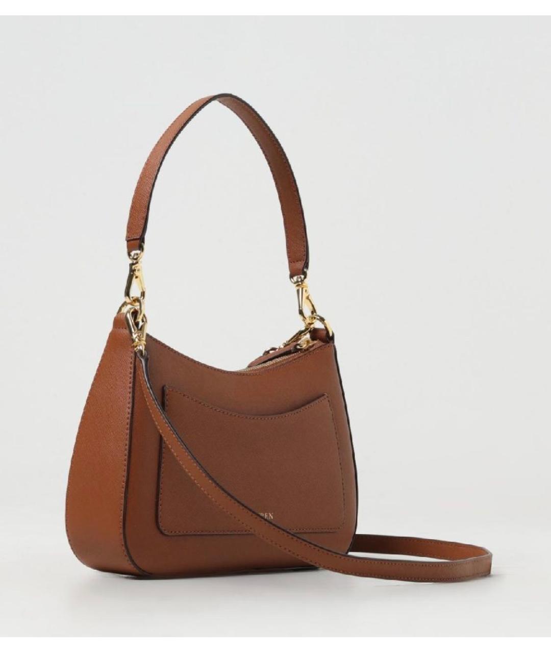 RALPH LAUREN Коричневая кожаная сумка через плечо, фото 2