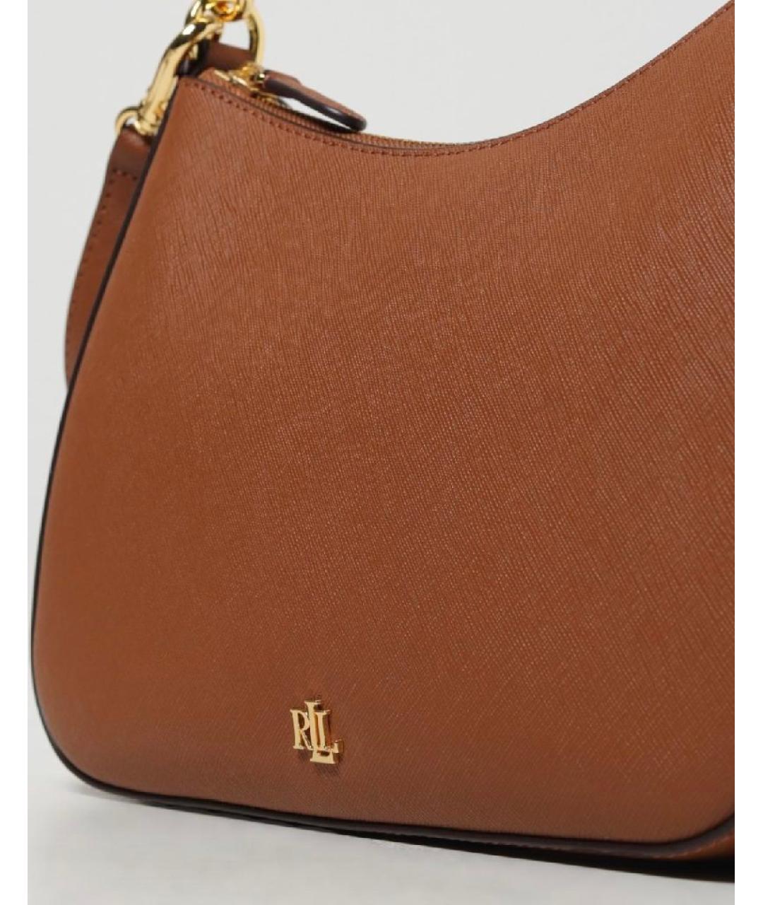 RALPH LAUREN Коричневая кожаная сумка через плечо, фото 3