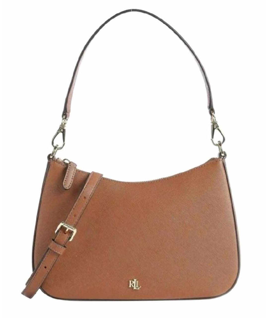 RALPH LAUREN Коричневая кожаная сумка через плечо, фото 1