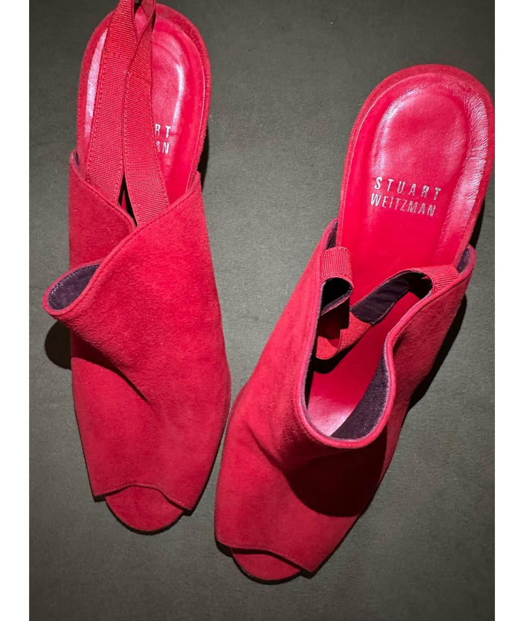 STUART WEITZMAN Красные замшевые босоножки, фото 5