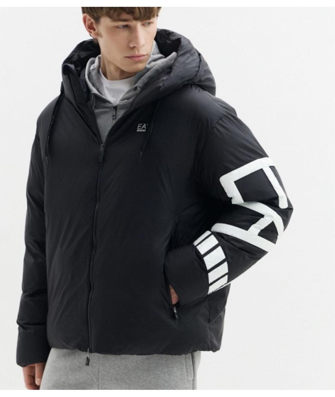 EA7 Черная полиэстеровая куртка, фото 4