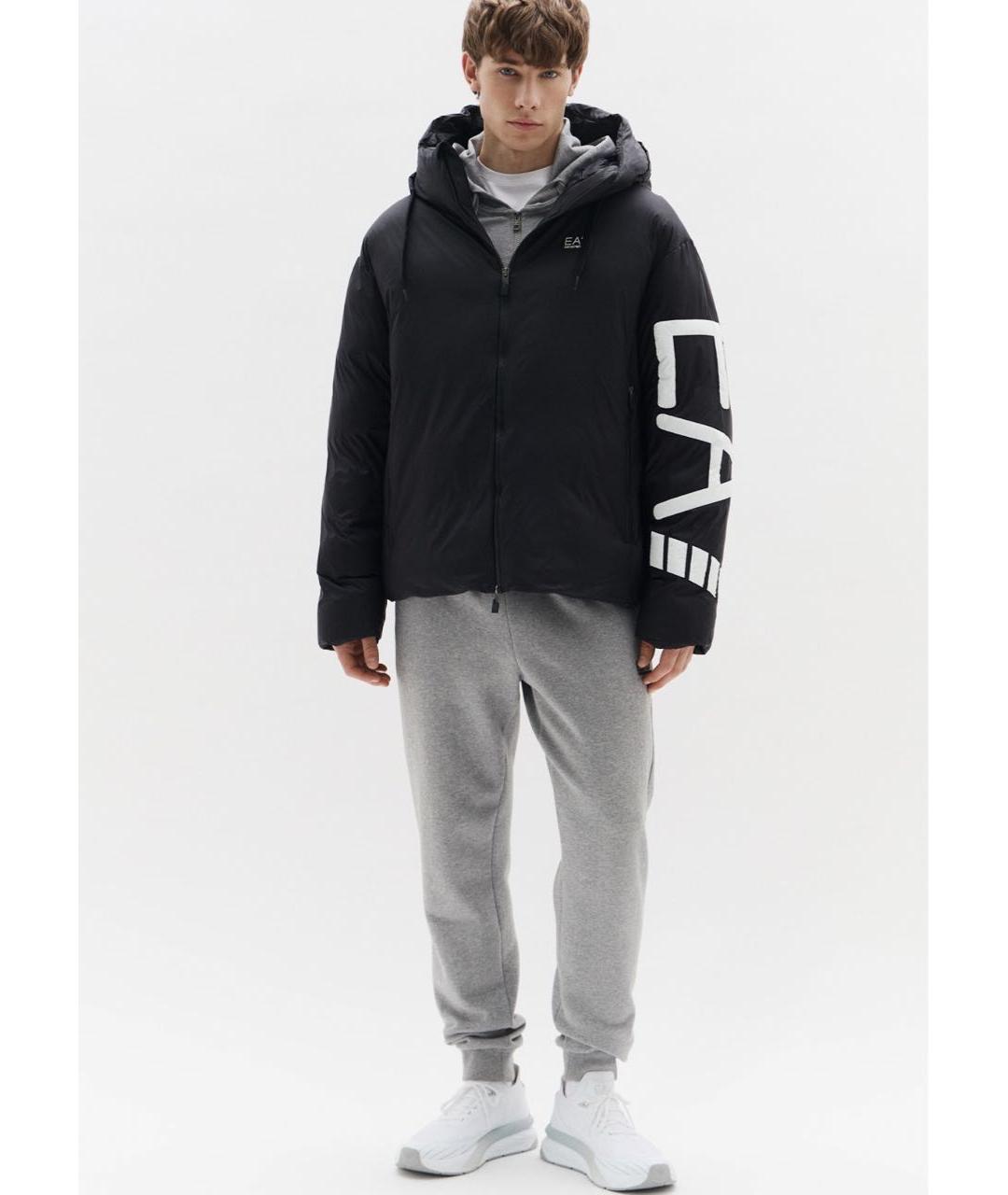 EA7 Черная полиэстеровая куртка, фото 2
