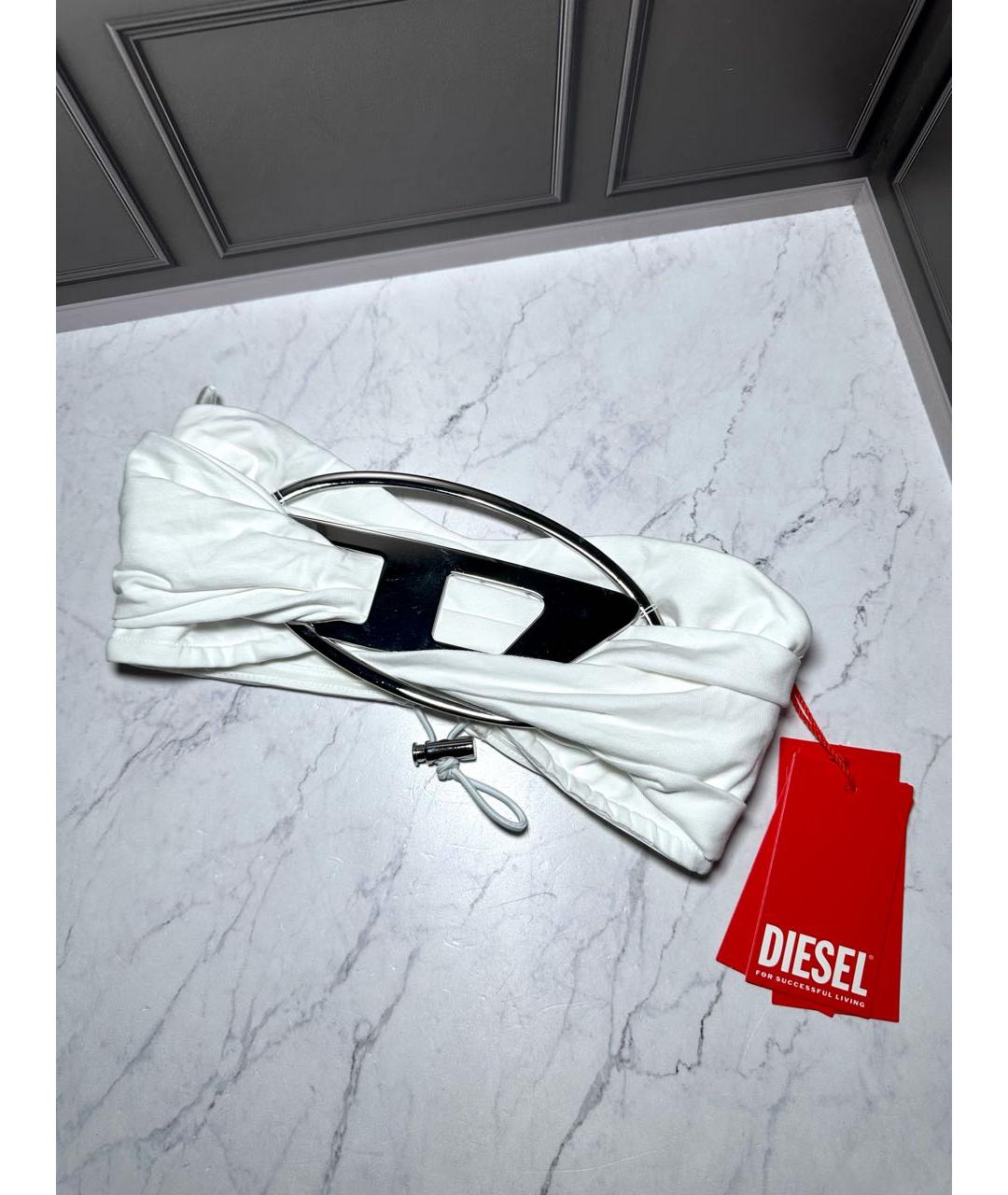 DIESEL Белая хлопко-эластановая майка, фото 5