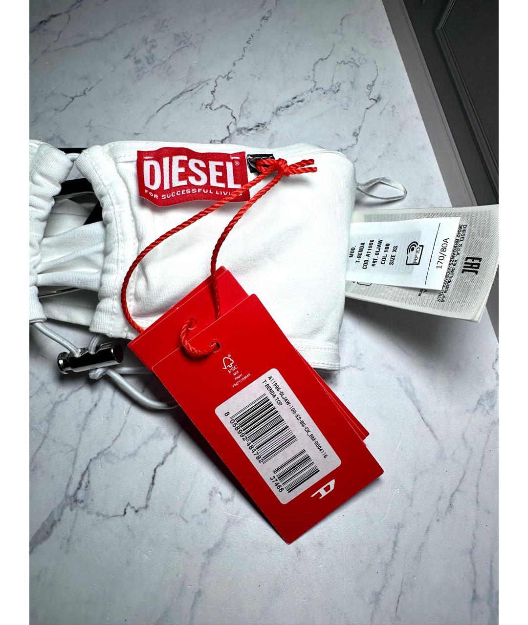 DIESEL Белая хлопко-эластановая майка, фото 8