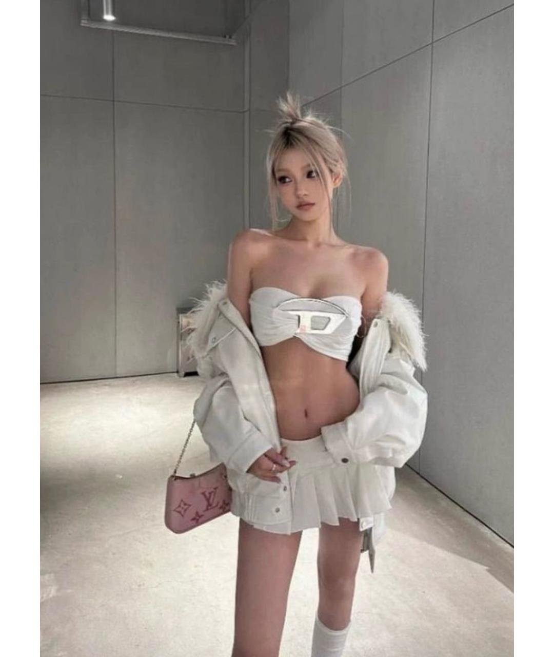 DIESEL Белая хлопко-эластановая майка, фото 4