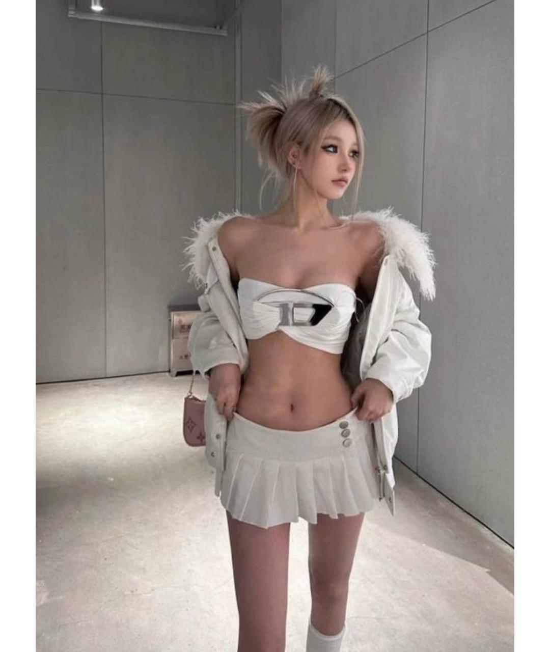 DIESEL Белая хлопко-эластановая майка, фото 3