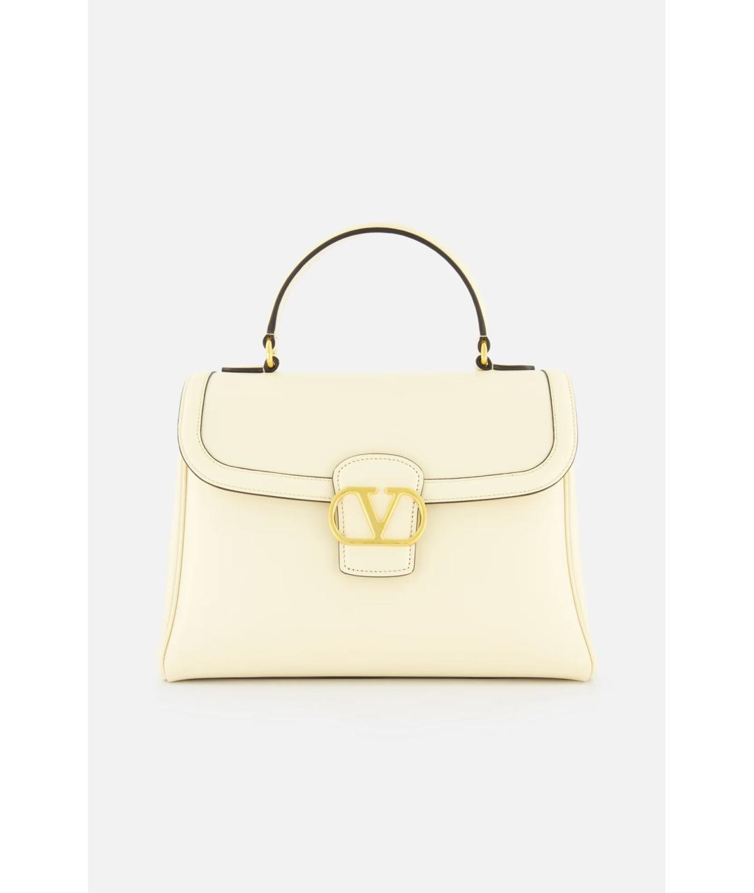 VALENTINO Белая кожаная сумка с короткими ручками, фото 4